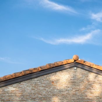 Architecture brickwork vintage gable and blue sky